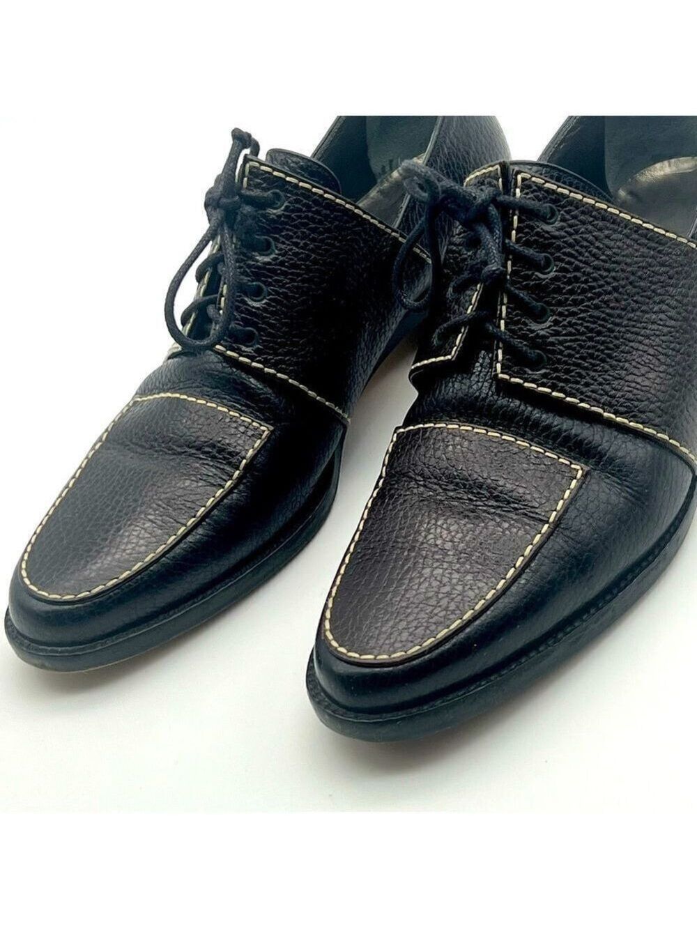Walter Steiger Dark Brown with cream stitching Vintage Lace Up Loafers size 8